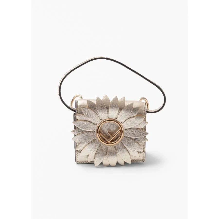 Fendi Mini sac Micro Flower Kan I en cuir doré