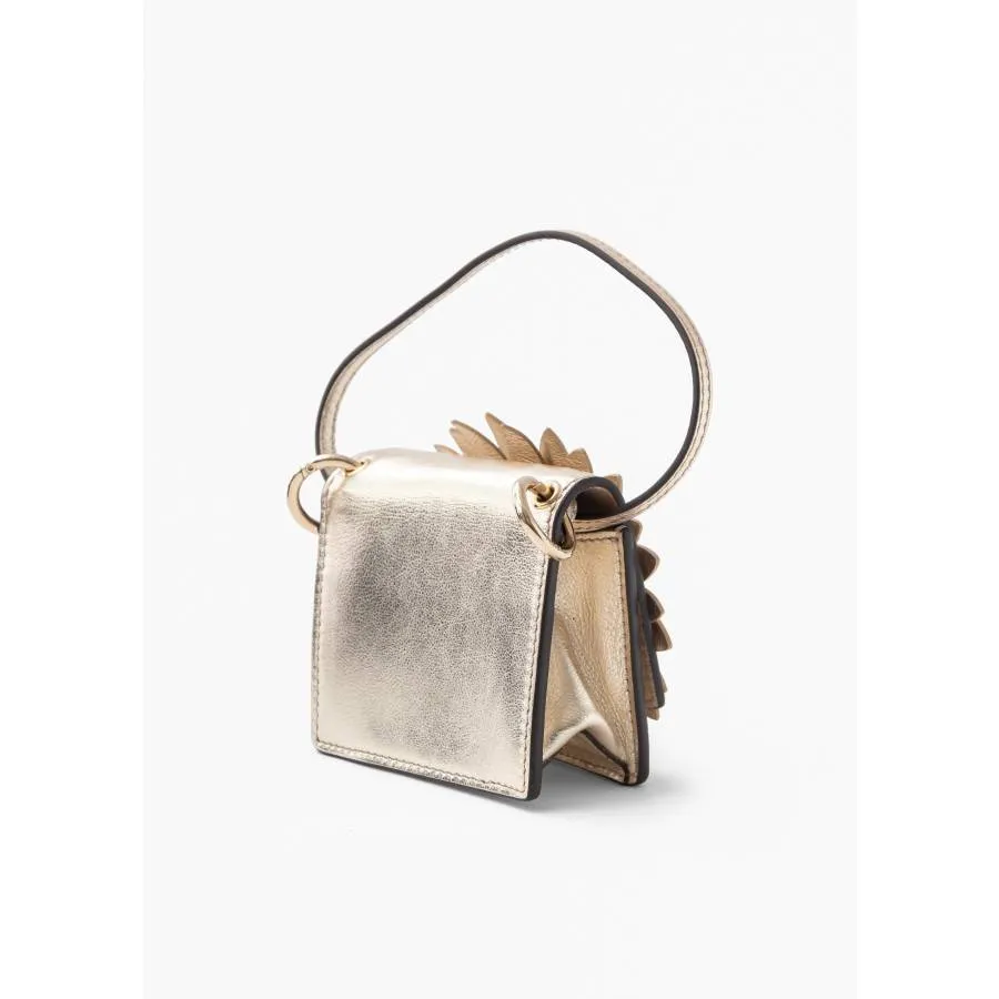 Fendi Mini sac Micro Flower Kan I en cuir doré