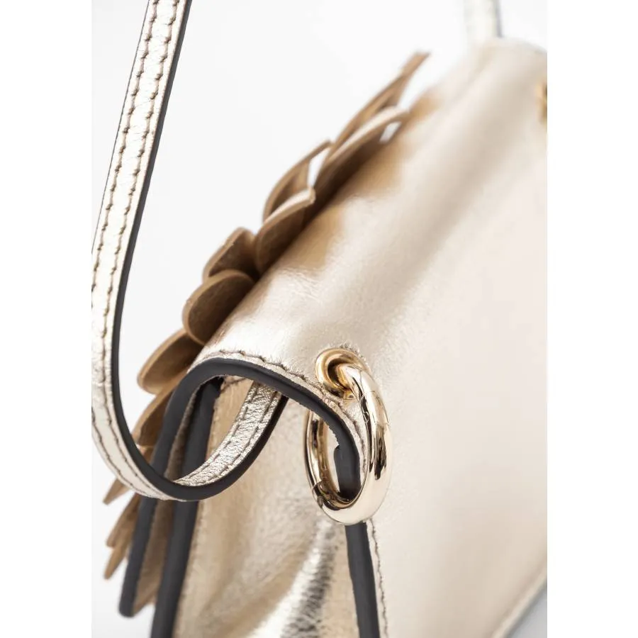 Fendi Mini sac Micro Flower Kan I en cuir doré