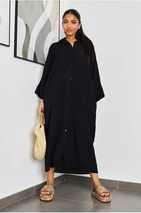 Robe chemise longue noire
