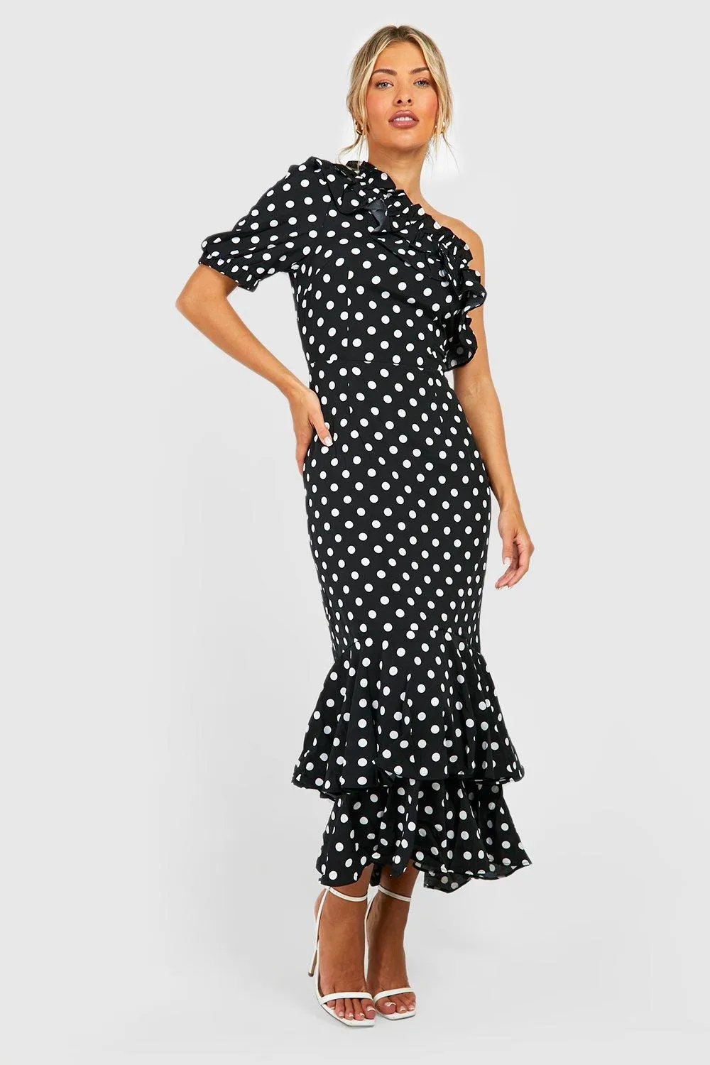 Robe mi-longue à pois 