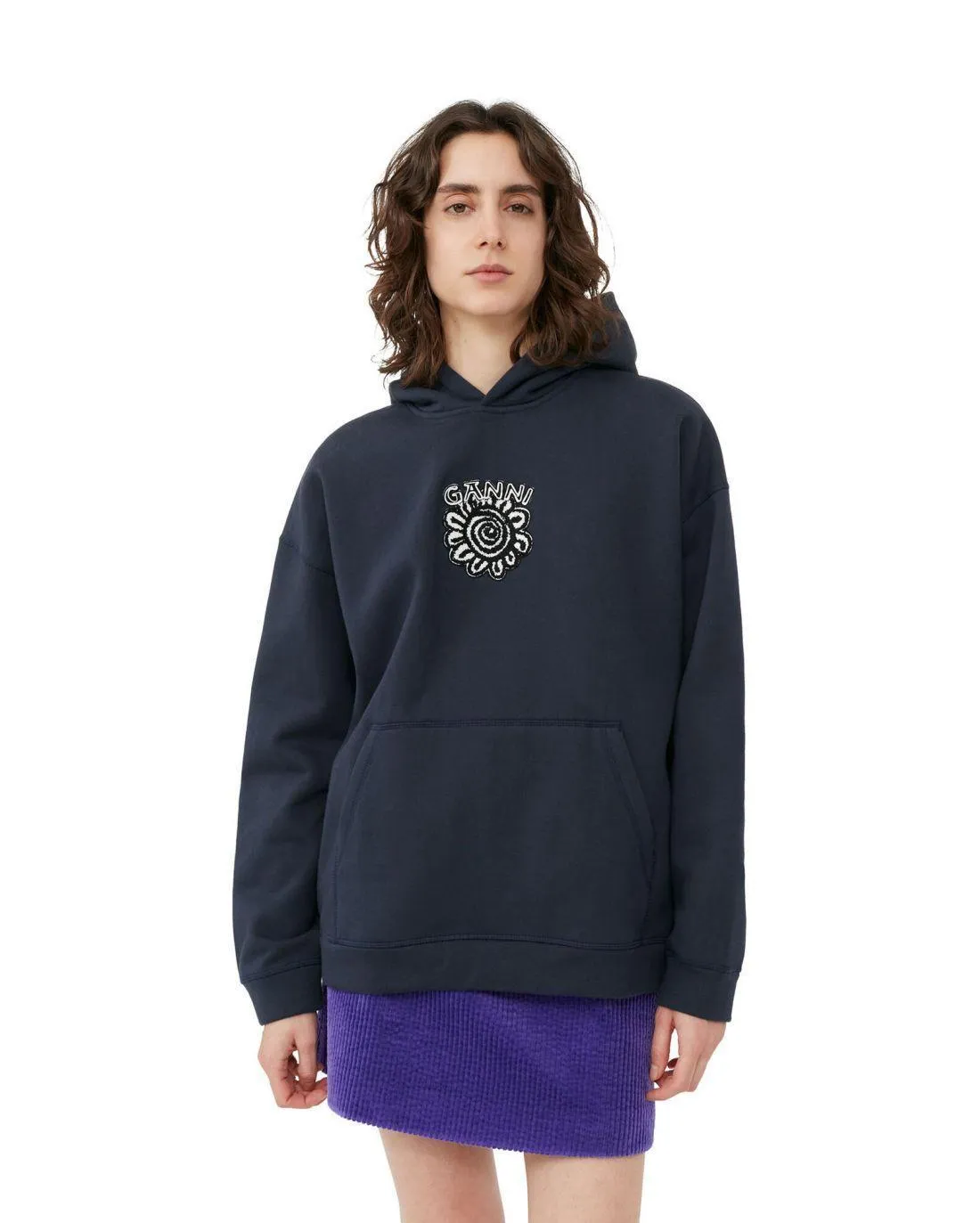 SWEAT CAPUCHE ISOLI FLOWER SKY CAPTAIN - Ganni | Chez Maman Rouen