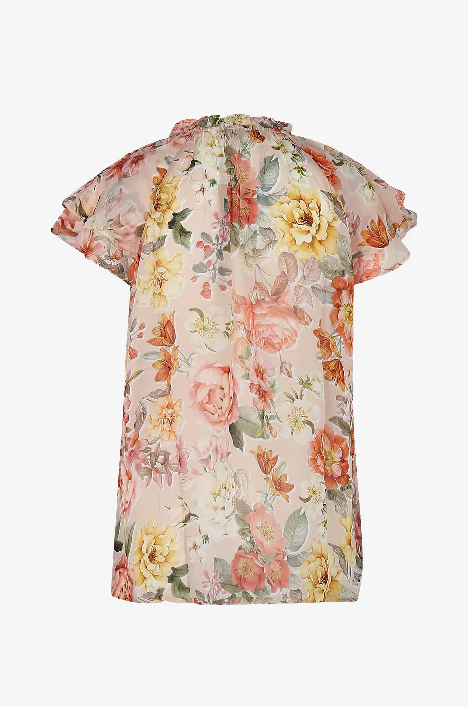 Top à manches volants imprimé Vintage Flower